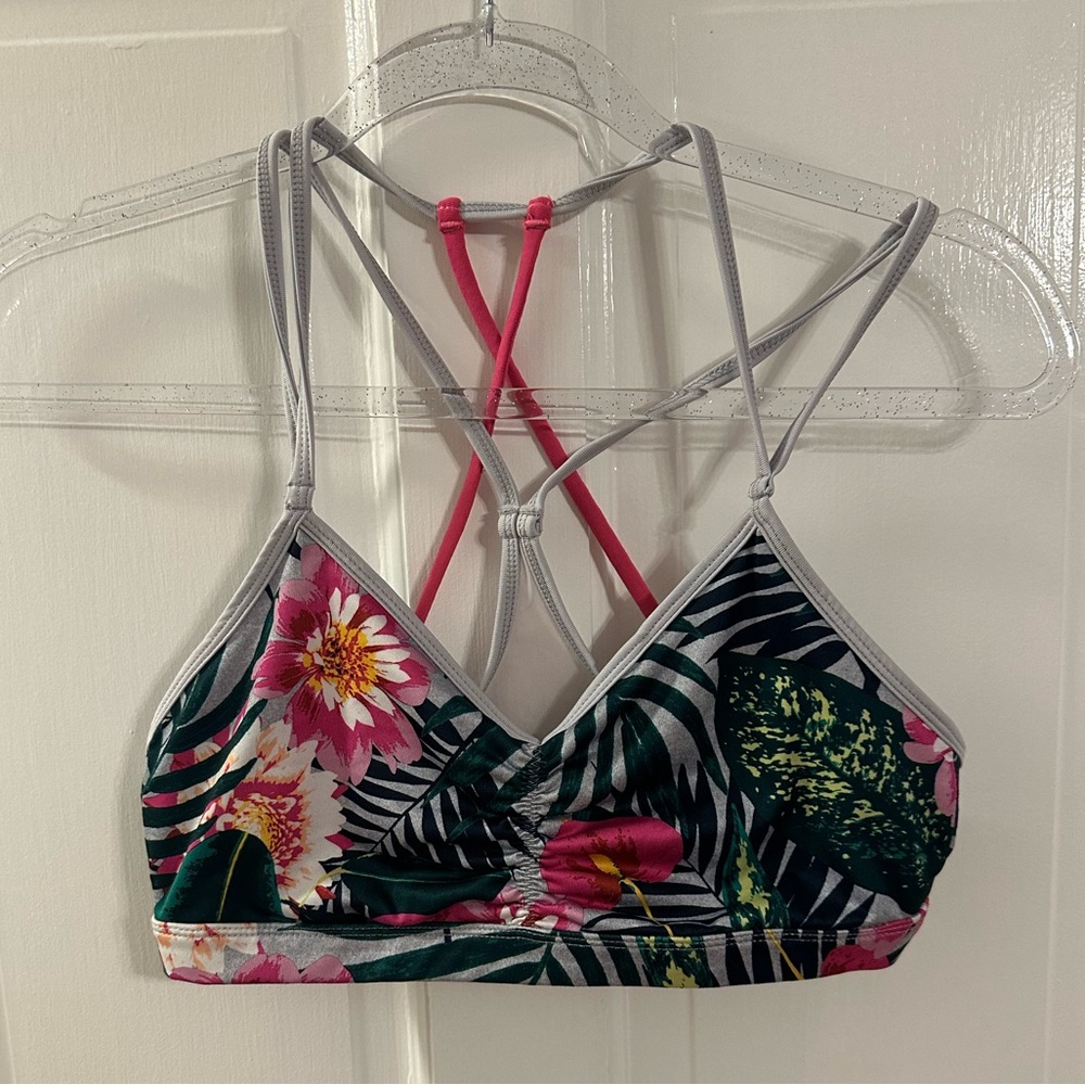 Floral Cross-Back Sports Bra